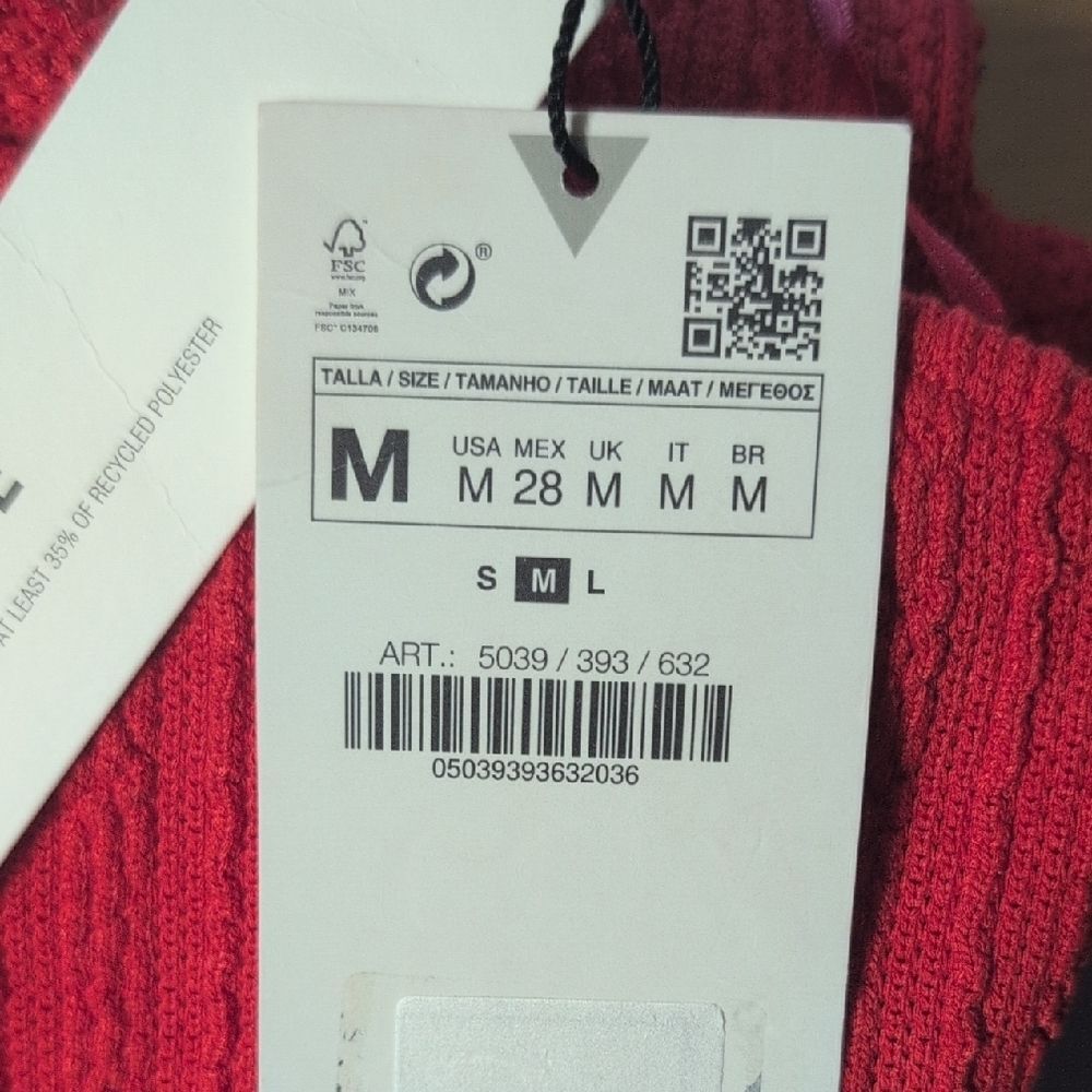 NWT Zara Red Knit One Shoulder Dress Size M - Picture 8 of 8